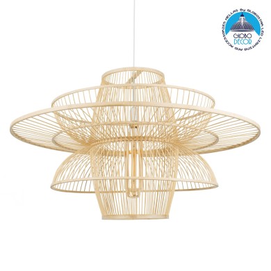 GLOBOSTAR® BALI 01758 Boho Κρεμαστό Φωτιστικό Οροφής με Ντουί 1 x E27 AC 220-240V IP20 - Μπεζ - Μ100 x Π100 x Υ60cm